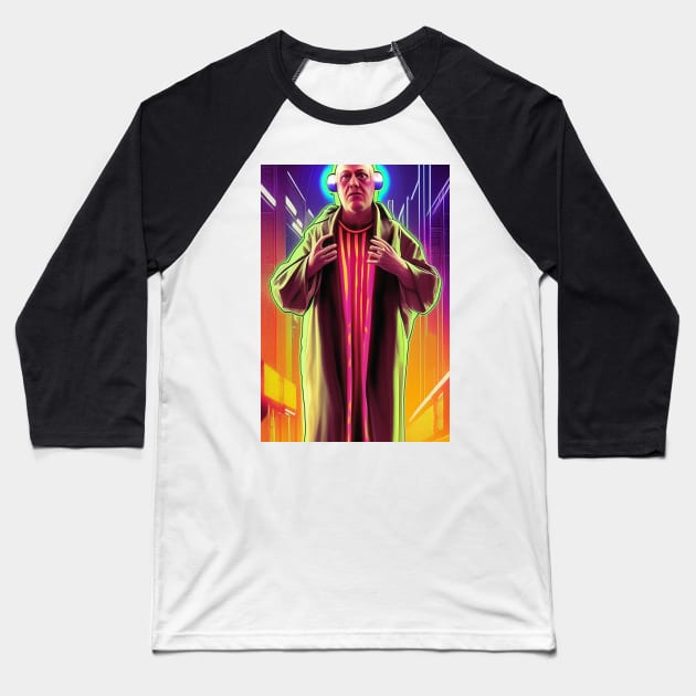 Cyberpunk Aleister Crowley The Great Beast of Thelema with earphones painted in a Surrealist and Impressionist style Baseball T-Shirt by hclara23